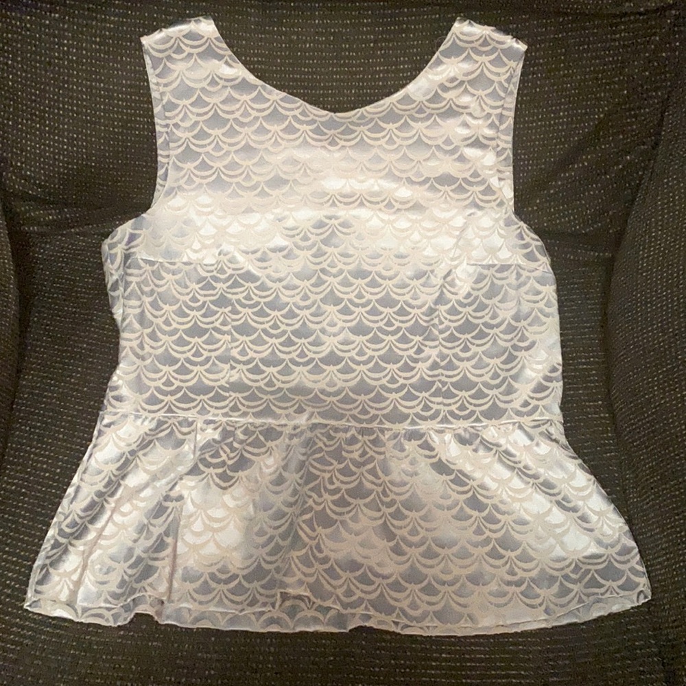 Satin Blue Sleeveless Peplum Top